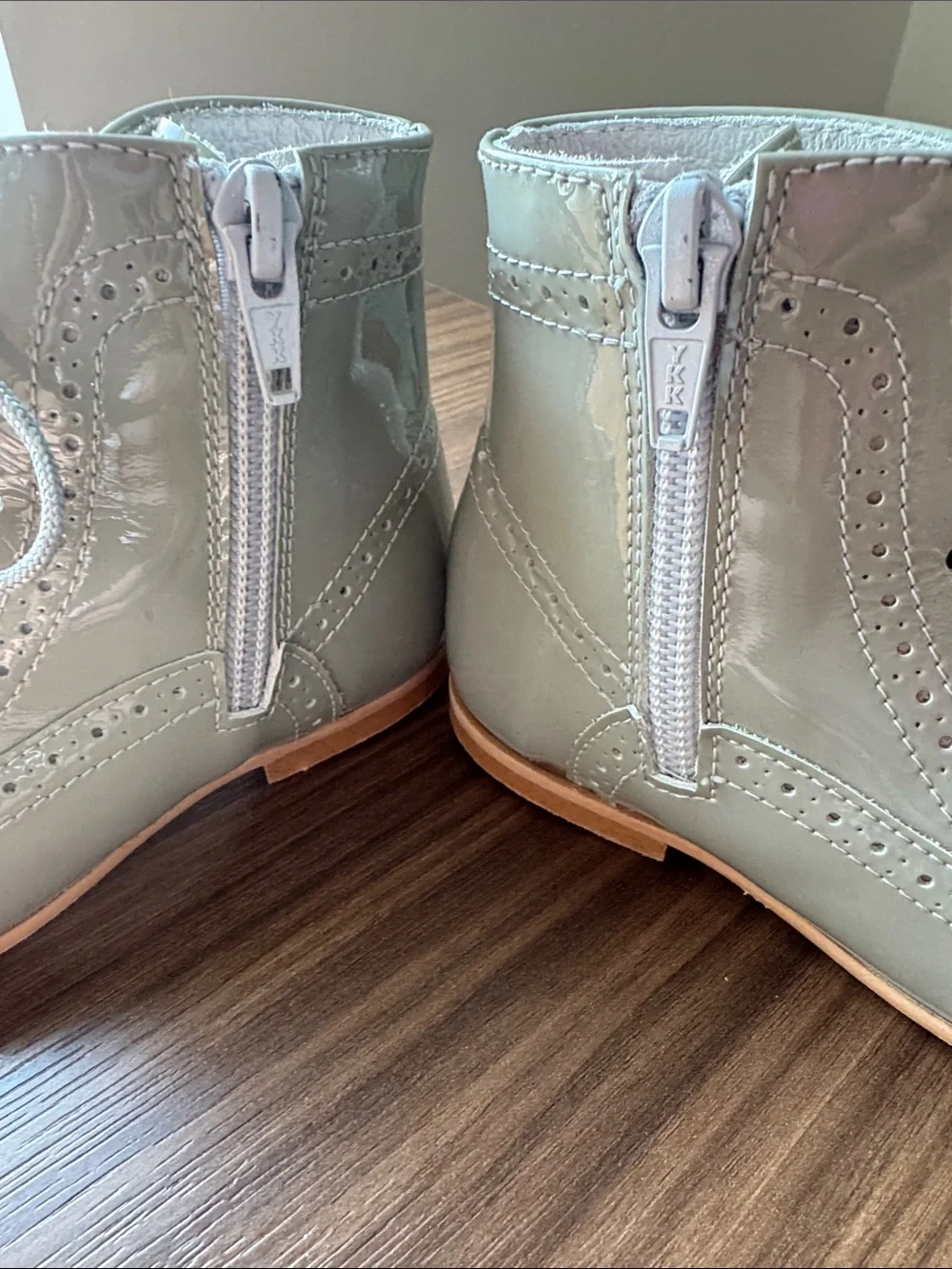 OKAA Spain Lace-Up Patent Boots in Light Mint Size 22 (US Size 7)